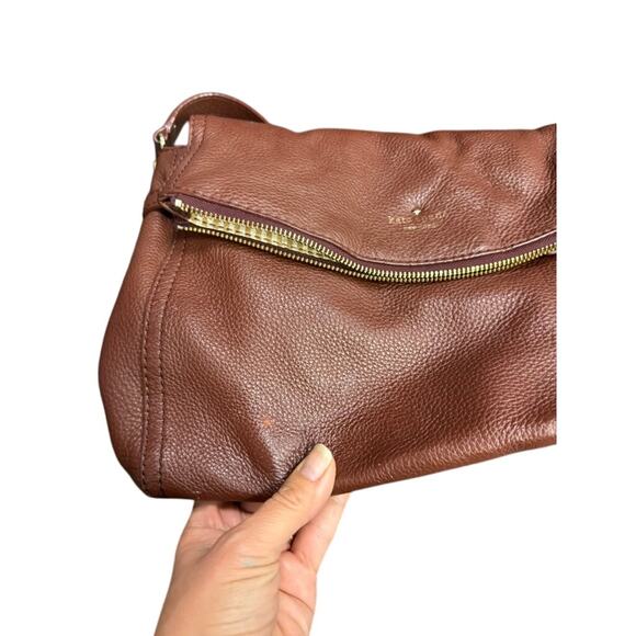 Kate Spade Burgundy Pebbled Leather Shoulder Hobo Bag Soft Slouchy - Picture 8 of 13